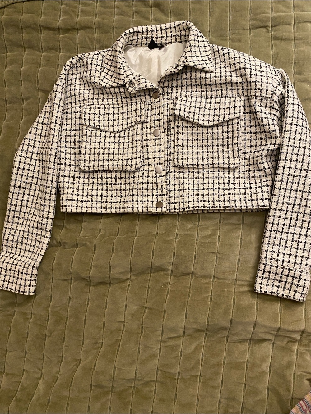 Windsor Black & White Tweed Cropped Jacket